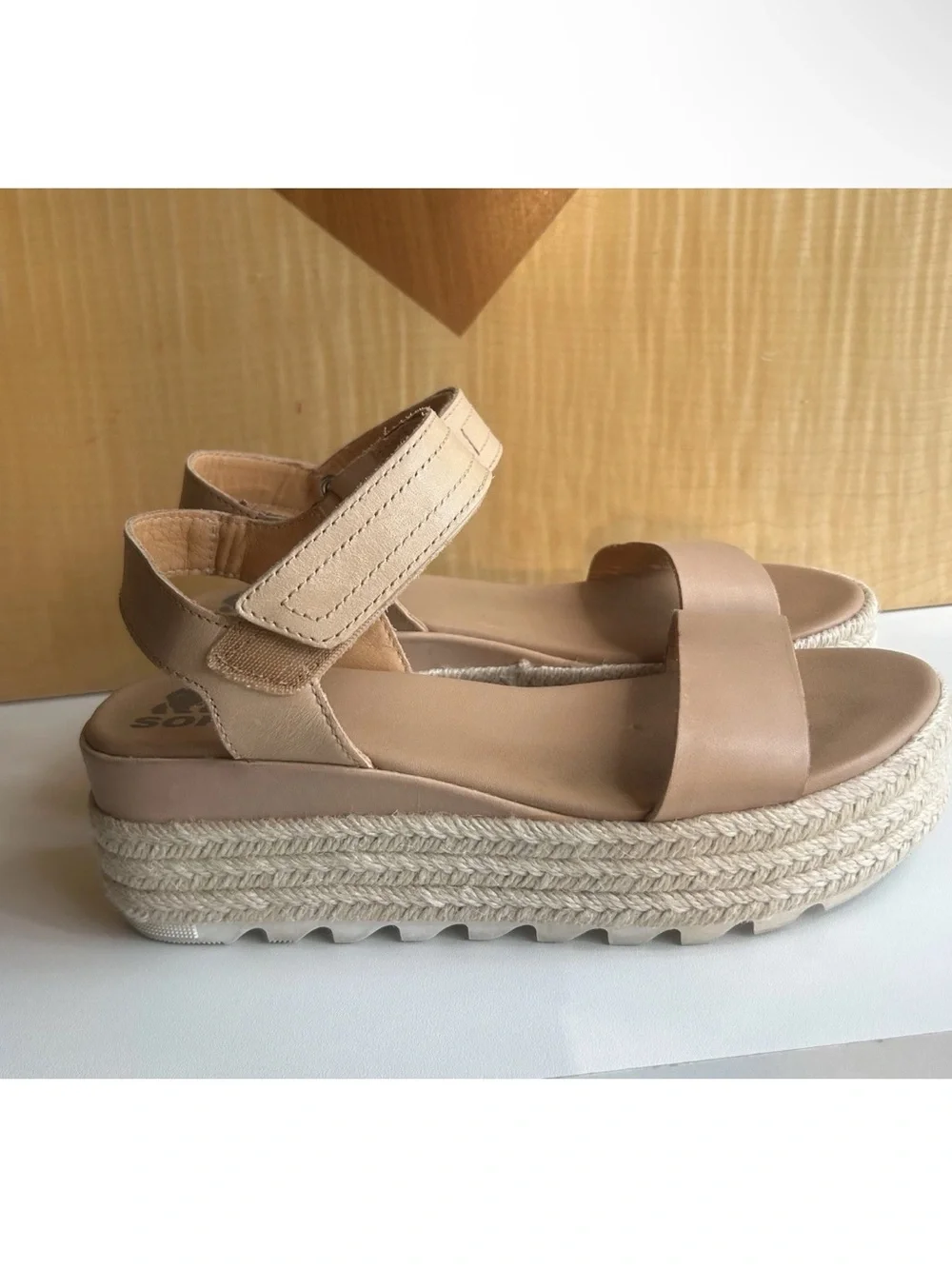 Sorel Cameron Beige Platform Espadrille Sandals with Ankle Strap